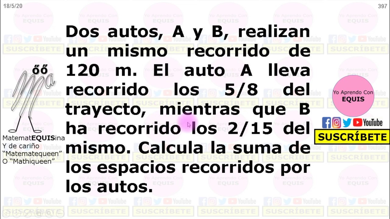 Dos Autos, A Y B, Realizan Un Mismo Recorrido De 120 M - YouTube