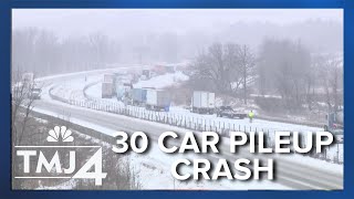 30 vehicles involved in winter freeway crashes