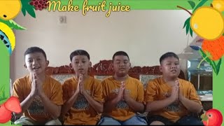 Making coconut water with mango juice by MI students