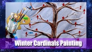 How to Make a WINTER, Cardinals Acrylic Painting Tutorial- @dramaticparrot