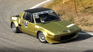 2 x Fiat X1/9 Bertone in action on hillclimb: Accelerations \u0026 Loud Sound!