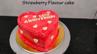 1Kg heart shape cake|Strawberry flavour cake|without oven| eggless cake