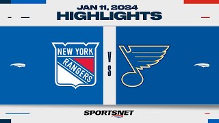 NHL Highlights | Rangers vs. Blues - January 11, 2024