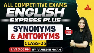 Synonyms And Antonyms | English Class For All Punjab Competitive Exams By Rajneesh Mam #25