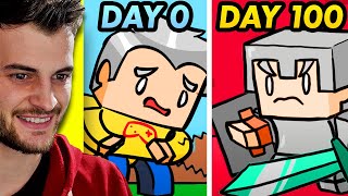 Reacting to the FUNNIEST 100 days in Minecraft Animation