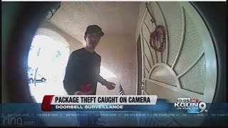 Package theft caught on doorbell camera
