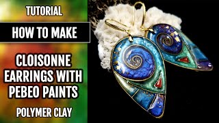 Free Video Tutorial: How to make Cloisonne Polymer Clay Bronze Earrings with Pebeo paints!