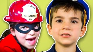 Firefighter and Police Costume Pretend Play! Cops and Robbers & Fire Truck Skits | Jack Jack Plays