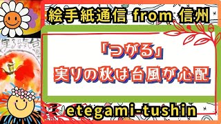 絵手紙通信 from 信州 「つがる」実りの秋は台風が心配etegami-tushin