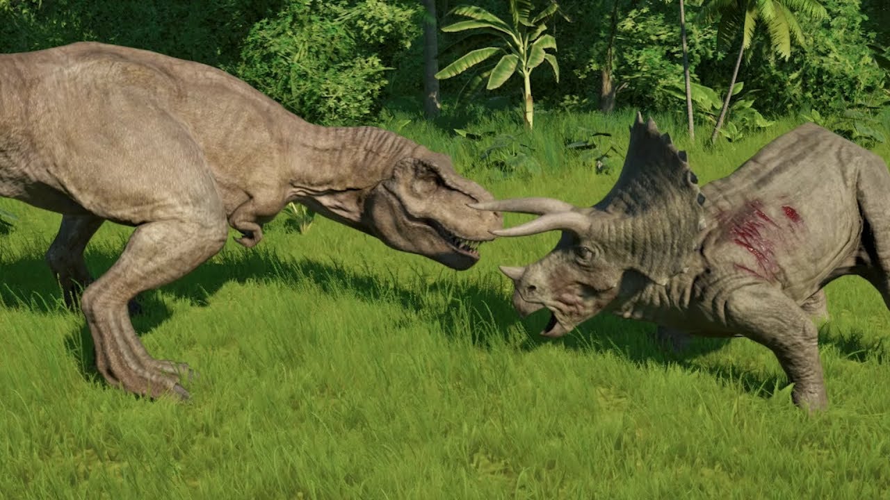 T-Rex VS Triceratops 1v1 - Jurassic World Evolution - YouTube