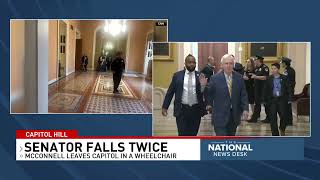 McConnell 'fine' after two falls at Capitol, uses wheelchair as precaution