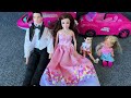 8 mins satisfying with unboxing barbie family pretty wedding dress set pink vs purple toys review