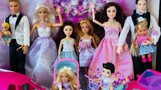 8 Mins Satisfying With Unboxing Barbie Family Pretty Wedding Dress Set/Pink VS Purple/Toys Review