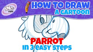 How to draw a cute cartoon parrot