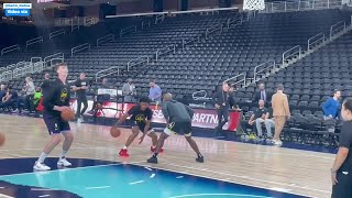 Bronny James pregame workout with  player development coach Ty Abbott before tonight game vs TWolves