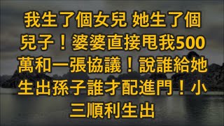 我生了個女兒 她生了個兒子！婆婆直接甩我500萬和一張協議！說誰給她生出孫子誰才配進門！小三順利生出