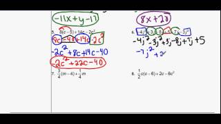 Combining Like Terms Notes Practice Answers