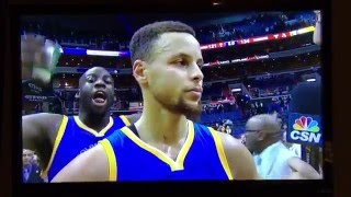 Steph Curry gets splashed by Draymond Green
