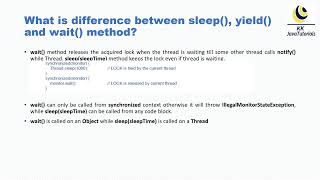 What is difference between sleep, yield and wait method ? || Java