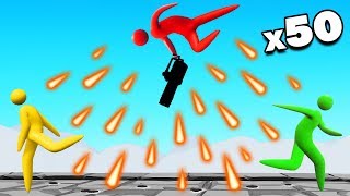 STICK MEN vs OP FLYING MINIGUN! (Super Smash)