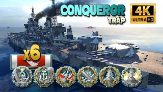 Conqueror on map Trap: Close game  - World of Warships