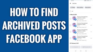 How To Find Archived Posts On Facebook App