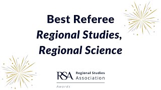 2022 Regional Studies, Regional Science Best Referee Award