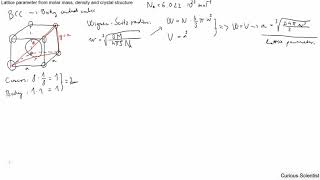 Lattice parameter from molar mass and density - BCC structure