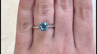 1.13ct Round Cut Aquamarine and Round Brilliant Cut Diamond Ring - Andalusia Ring - Hand Video