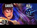 GAREN vs JAX (TOP) | 2.9M mastery, 1000+ games, 4/1/2, Rank 10 Garen | KR Grandmaster | 13.7