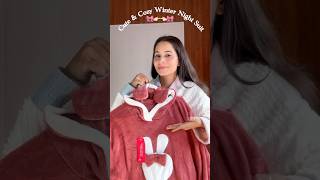 Cute \u0026 Cozy Winter Nightsuit Haul 🥰 Must Buy Warm Woollen Nightwear 🎀 #shortsvideo #winterwear