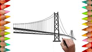 how to draw golden gate  bridge step by step