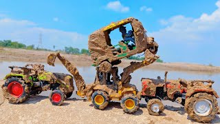 Muddy Auto Rikhshaw And Tractor Help JCB And Water Jump Muddy Cleaning| Tractor Video|JCB Video