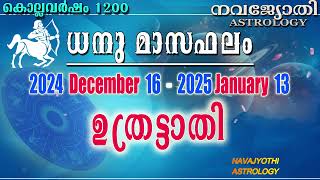 ഉത്രട്ടാതി | ധനു മാസഫലം | കൊല്ലവർഷം 1200 | 2024 Dec 16- 2025 Jan 13 | Uthrattathi | Dhanu Masaphalam