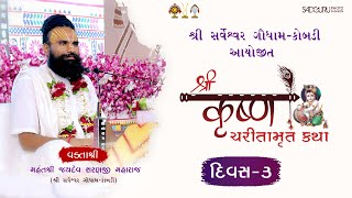 DAY-03|| શ્રી સર્વેશ્વર ગૌધામ સેવક સમુદાય દ્વારા આયોજીત શ્રી કૃષ્ણ ચરીતા મૃત શ્રી જયદેવ શરણજી મહારાજ