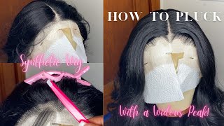 How to Pluck A Synthetic Wig || (With A Widows Peak) | Beginner Friendly