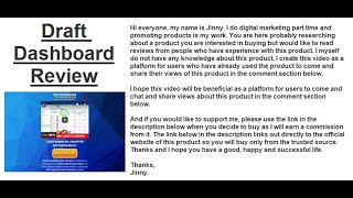 Draft Dashboard Review | Find Honest Reviews Of Draft Dashboard In The Comments