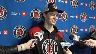 IceHogs Media Day: Anders Sorensen, Lukas Reichel, Brett Seney, David Gust 1/17/23