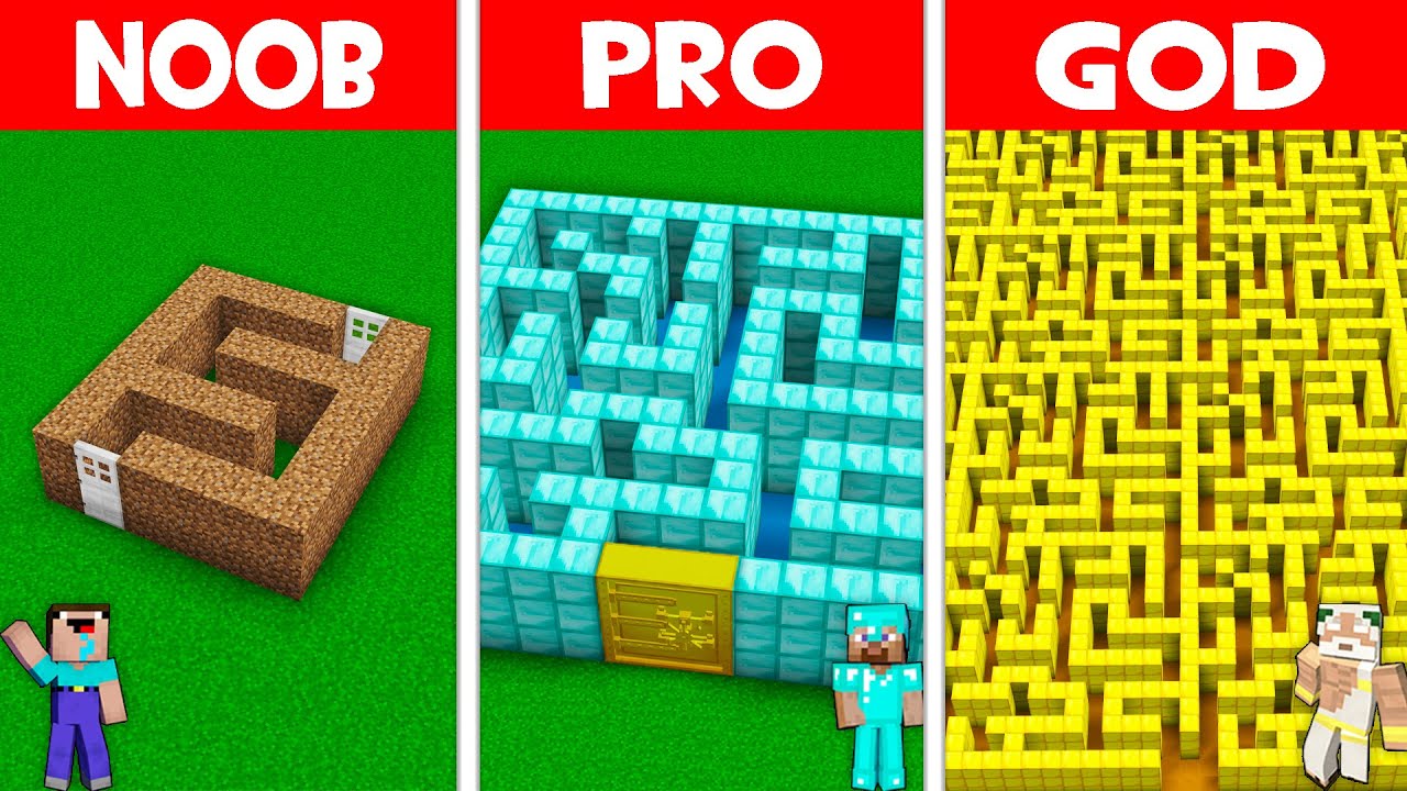 SECRET MAZE BUILD CHALLENGE! NOOB FOUND GIANT MAZE In Minecraft NOOB Vs ...