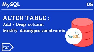 Alter in mysql | adding & dropping of column | modifying datatypes and constraints of attributes .