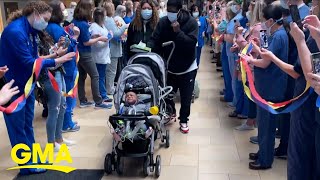 Baby boy goes home after 460 days in the NICU and the send-off is so sweet l GMA