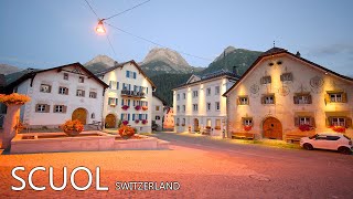 SCUOL SWITZERLAND 🇨🇭 - A Beautiful Romantic Fairytale Evening Walk In 8K