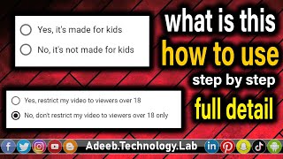 🔴Youtube new option Made for Kids and viewers over 18 in Hindi and Urdu