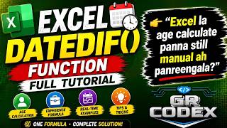 Excel DATEDIF Function in Tamil | English | Age Calculation Formula | Real-Time Examples