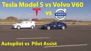 Tesla Model S Autopilot vs Volvo V60 Pilot Assist , Adaptive Cruise Control (ACC