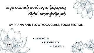 အခုမှ ယောဂကို စတင်လေ့ကျင့်တဲ့သူတွေ လိုက်ပါလေ့ကျင့်လို့ရမယ့်, PRANA AND FLOW YOGA CLASS, ZOOM SECTION