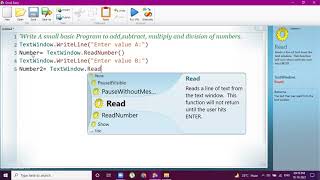 Small Basic Program to add, Subtract, Multiply and Divide the numbers.