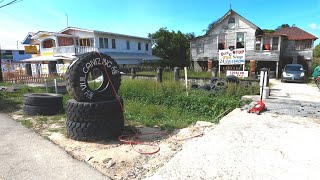 A Walk down NEW ROAD W.C.D GUYANA  to the  Wesleyan Church and Mandir.