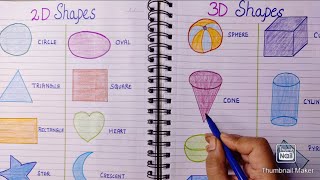 Shapes Names || 2D and 3D Shapes Names Writing || Basic Shapes