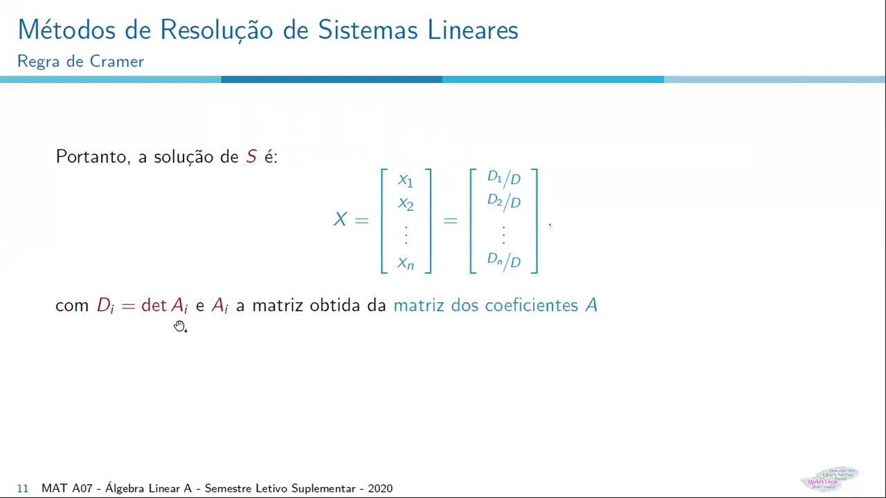 Sistemas De Equações Lineares - Método Da Matriz Inversa E Regra De ...